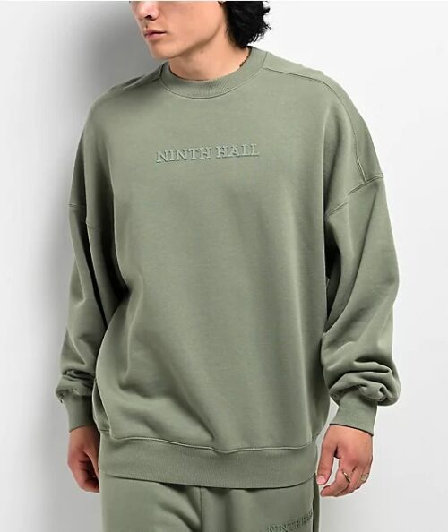 Light-Green-Oversized Ninth Hall Clothing rewneck-Mens-Sweatshirt