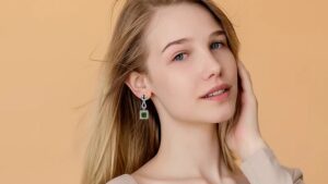 woman wearing Alexandrite Earrings