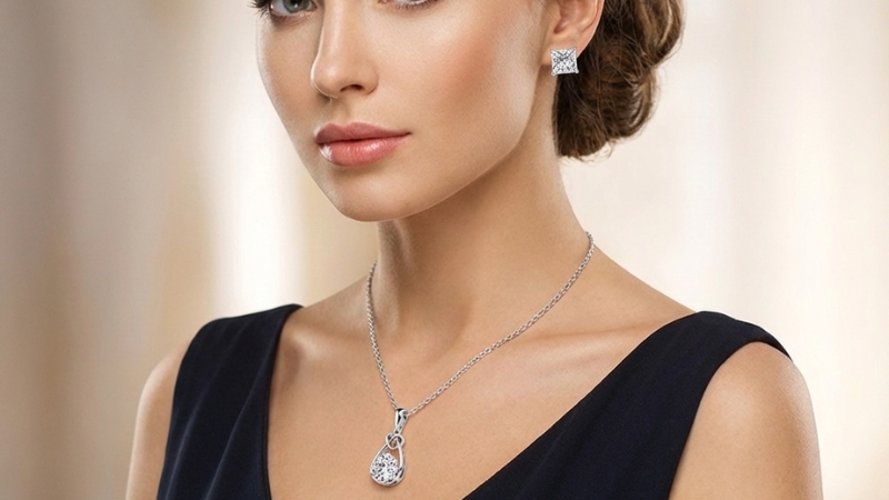 Model wearing Lab created diamonds