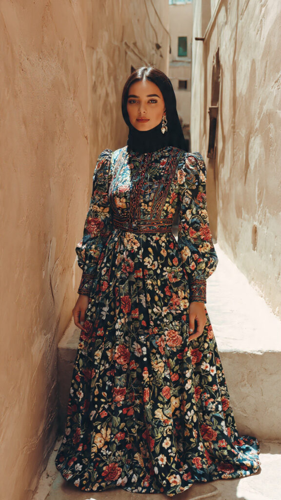 floral print Party dresses with sleeves