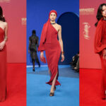 Jenna Ortega in a Lanvin Asymmetrical Choker Dress