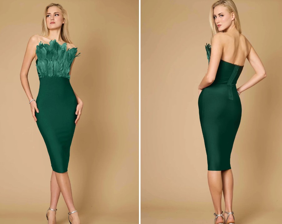 Fashion wholesalers using targeted marketing tactics to show green pencil dresses