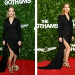 Jennifer Lawrence in Dior Couture Skirt suit, arrived at New York City’s Cipriani Wall Street for the Gotham Film Awards ceremony, presented by the Gotham