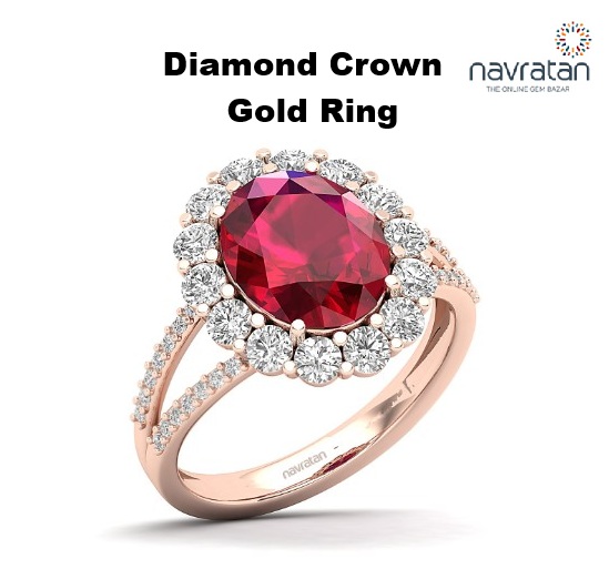 diamond crown gold ruby ring