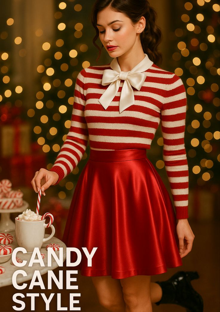 Candy Cane Outfit with Red and White Knitwear